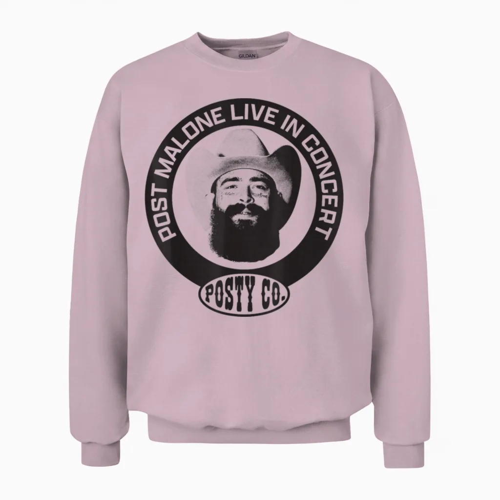 Official Post Malone Live in Concert Unisex Sweatshirt in Light Pink