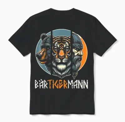 Bärtigermann Viking Beard Full Beard Tiger Man T-Shirt, Black Unisex T-Shirt - Black
