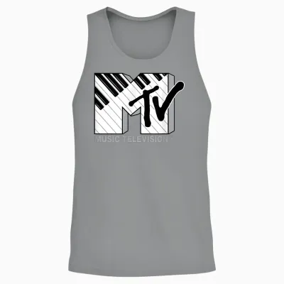 The Official Mtv Logo with Black and White Piano Keys Unisex Tank Top - Sport Grey