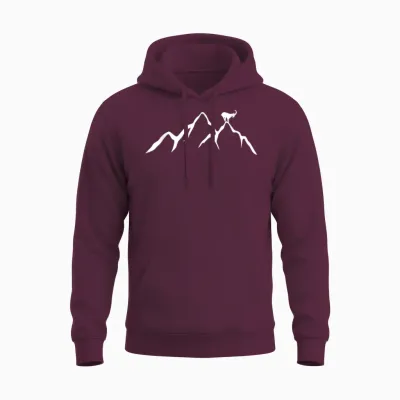 Wander T-Shirt Berg Mit Steinbock Für Berg Wandern Und Natur Unisex Hoodie - Maroon