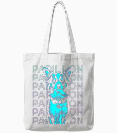 Papillon Dog Retro Tote Bags - White