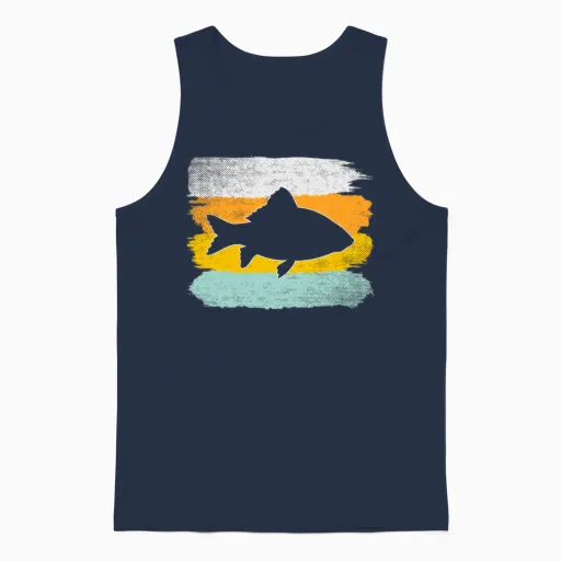 Fish Retro Unisex Tank Top in Navy