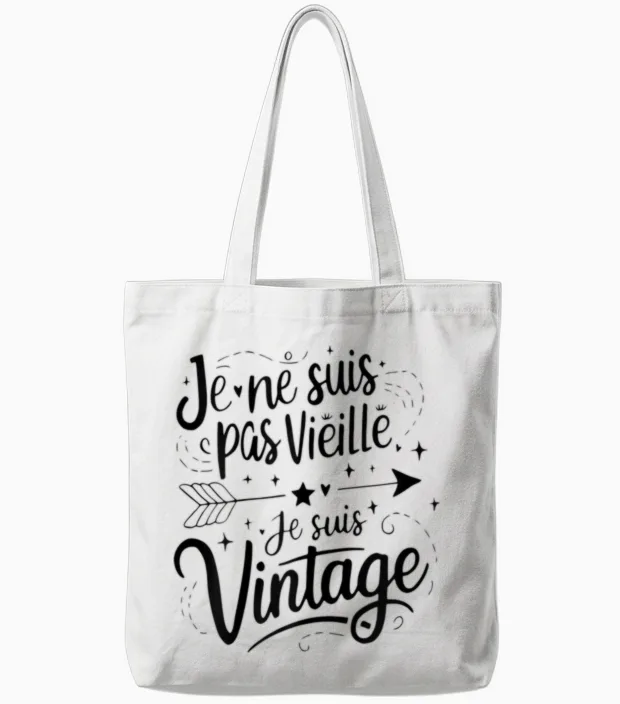 Je Ne Suis Pas Vieille Je Suis Vintage Gift Funny Humour T-Shirt, Grey, Female X-Small Tote Bags in White