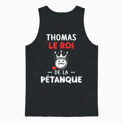 Personalised Gift Man Name Thomas Petanque Humour Unisex Tank Top - Black