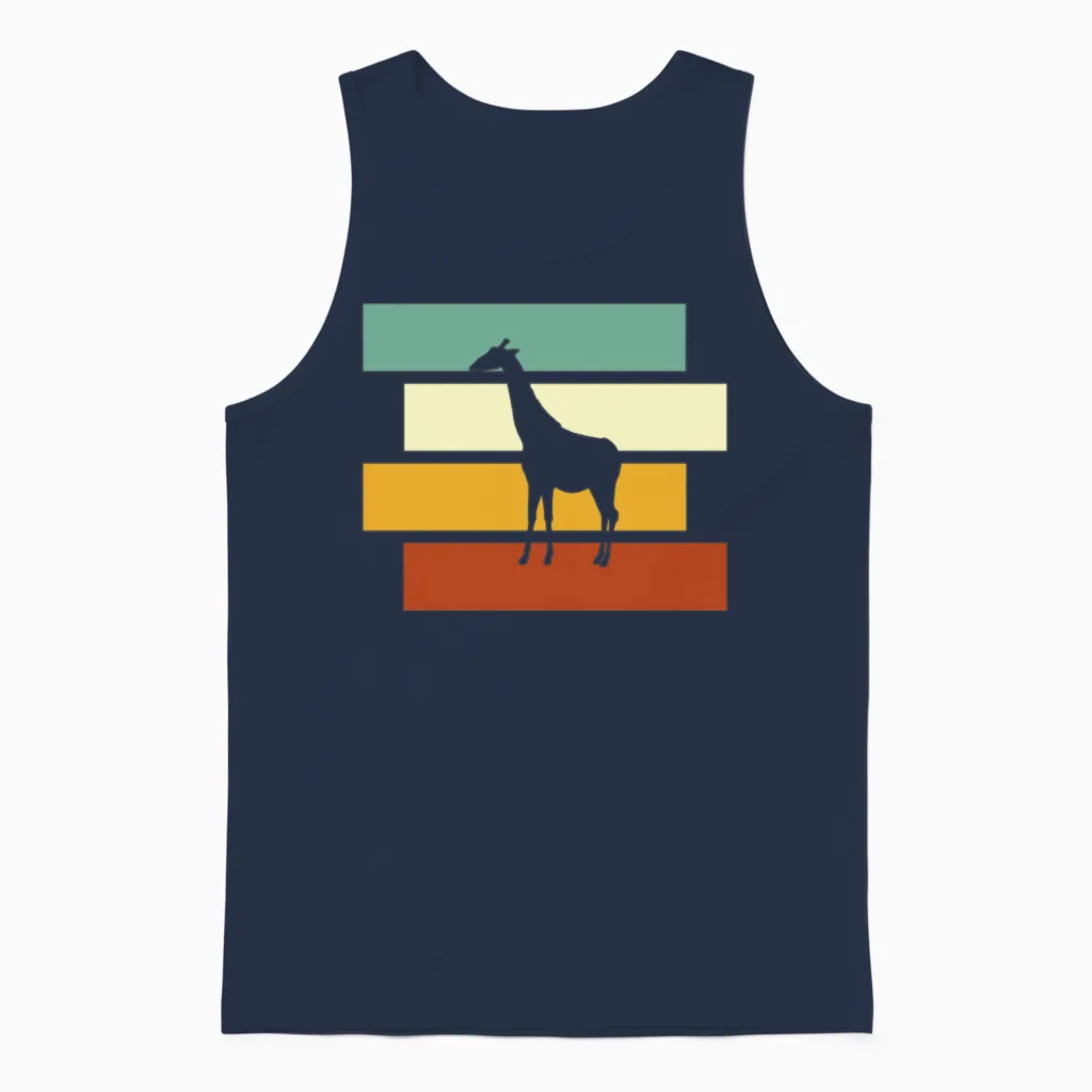Giraffe Retro Unisex Tank Top in Navy
