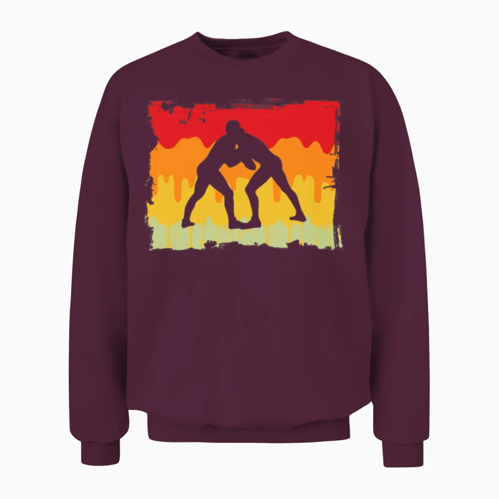Wrestling Retro Unisex Sweatshirt in Maroon