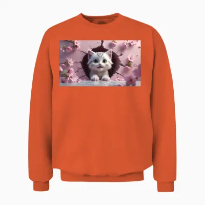 Cute Cat Coffee Mug – Perfect Gift for Cat Lovers Unisex Sweatshirt - Orange