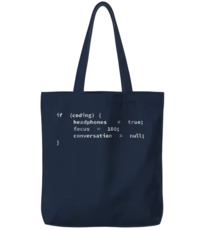 Coding Headphones, Coder, Programmer Tote Bags - Navy