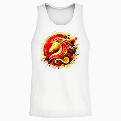 Chinese New Year 2026 Horse Happy Chinese New Year 2026 Unisex Tank Top - White