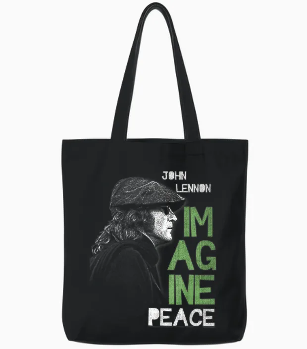 John Lennon Peacemaker Singer Rock World Tote Bags in Black