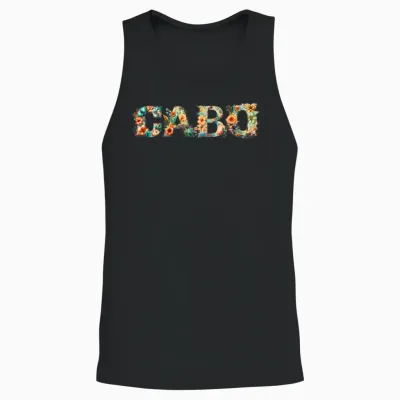 Cabo San Lucas Meco Colorful Flower Unisex Tank Top - Black