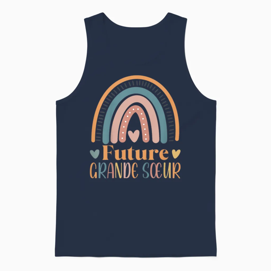 Child Future Big Sister Soon Big Sister Announcement Unisex Tank Top in Navy
