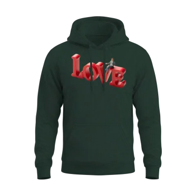 3d Love Typography with Creative Design Unisex Hoodie - Forest