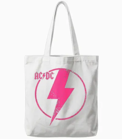 Offiziell Ac/dc Pink Distressed Logo Acdc Tote Bags - White