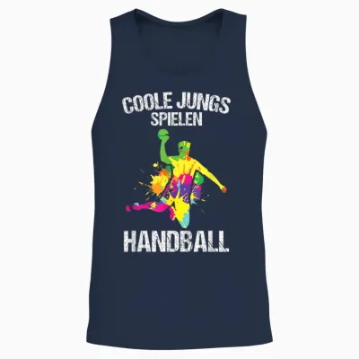 Men's Cool Boys Playing Handball Sports Handballer T-Shirt, Black Unisex Tank Top - Navy