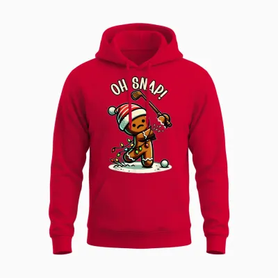 Funny Gingerbread Man Pajamas & Pjs Xmas Holiday Oh Snap Gingerbreadman Golfer Golf Christmas Golfing Unisex Hoodie - Red