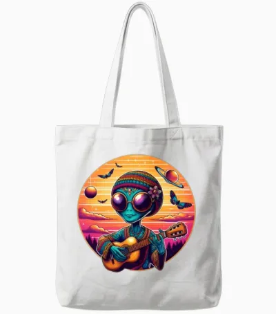 Hippie Alien Tote Bags - White