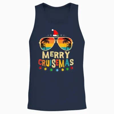 Merry Cruisemas 2025 Christmas Santa Reindeer Cruise Unisex Tank Top - Navy