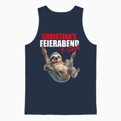Christ T-Shirt Retirement Evening Sloth First Name Saying T-Shirt, Black Unisex Tank Top - Navy