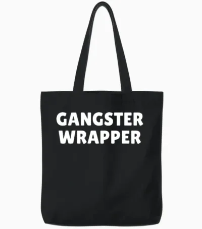 Gangster Wrapper Funny Christmas, Funny Christmas Tote Bags - Black