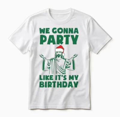 Party Like It's a Christmas Birthday Unisex T-Shirt - White