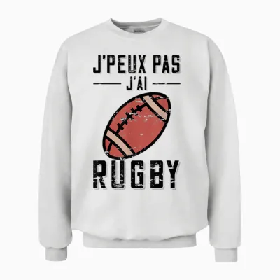 Gift Idea Rugby Player "j'peux Pas J'ai Rugby T-Shirt, Grey, S Unisex Sweatshirt - White