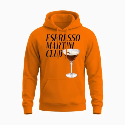 Espresso Martini Club. Coffee Cocktail Café Bar Coffee Drink T-Shirt, White Unisex Hoodie - Safety Orange