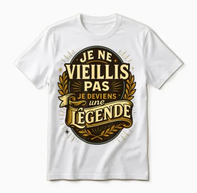 Humour Je Ne Vieillis Pas Je Deviens Une Légende Unisex T-Shirt - White