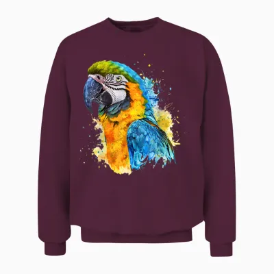 Lustige Papageien Geschenke Papagei Deillum Colorful Parrot Watercolor T-Shirt Für Erwachsene, Papageienliebhaber, Unisex, Kurzarm, S, Multicolored, Frühling, Sommer Unisex Sweatshirt - Maroon
