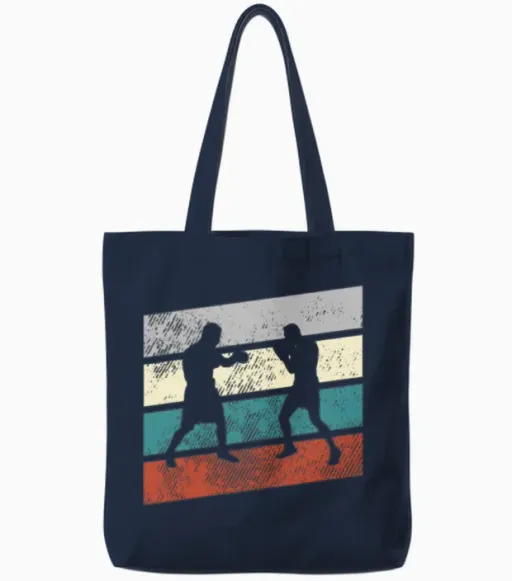 Boxer Retro Tote Bags in Navy