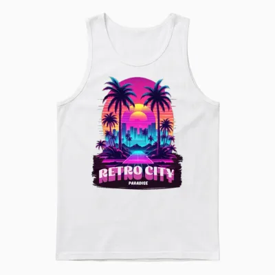 'retro City Paradise' Gd Unisex Tank Top - White