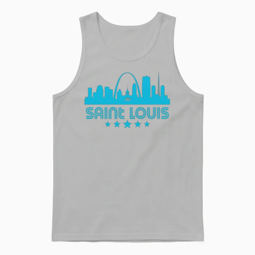 Retro Saint Louis Skyline Unisex Tank Top in Ash