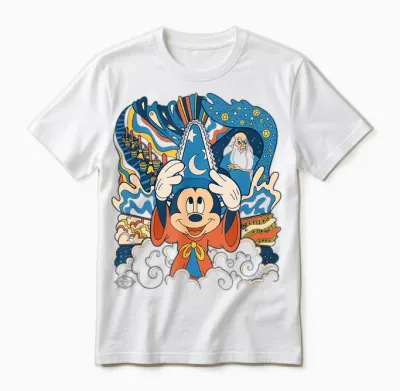 Disney Fantasia Mickey Mouse Sorcerer’s Apprentice Retro Unisex T-Shirt - White