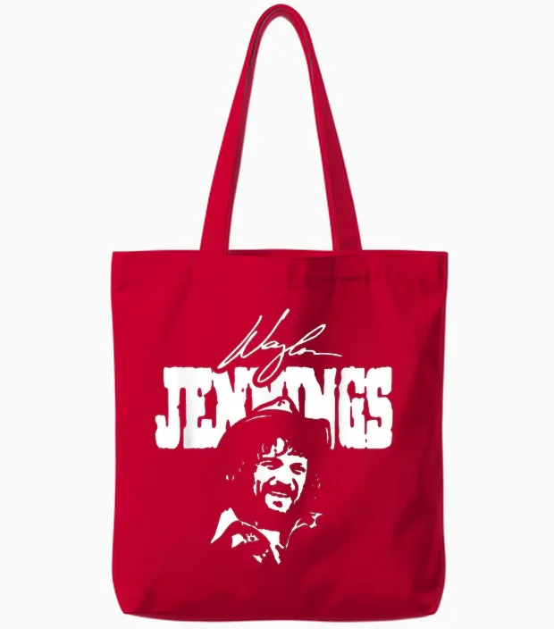 Waylon Jennings β Official Product β Signature Tote Bags in Red