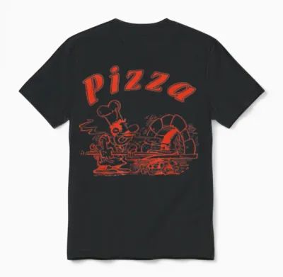 Pizza Box Cardboard Design Italian Retro Logo T-Shirt, White Unisex T-Shirt - Black