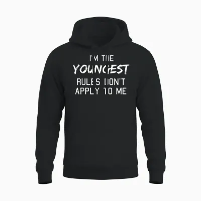 Youngest Child Shirt Rules Don't Apply to Me Siblings Unisex Hoodie - Black