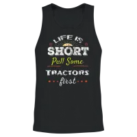 Life Is Short Pull Tractors T Shirt Funny Country Unisex Tank Top - Black – 2