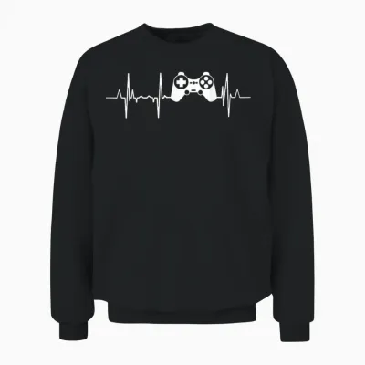 Mon Cœur Bat Pour Les Amateurs De Jeux Vidéo Ecg Unisex Sweatshirt - Black
