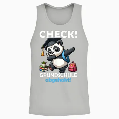 Check! Primary School Abgehakt! School Farewell Graduation Panda T-Shirt, Black Unisex Tank Top - Ash