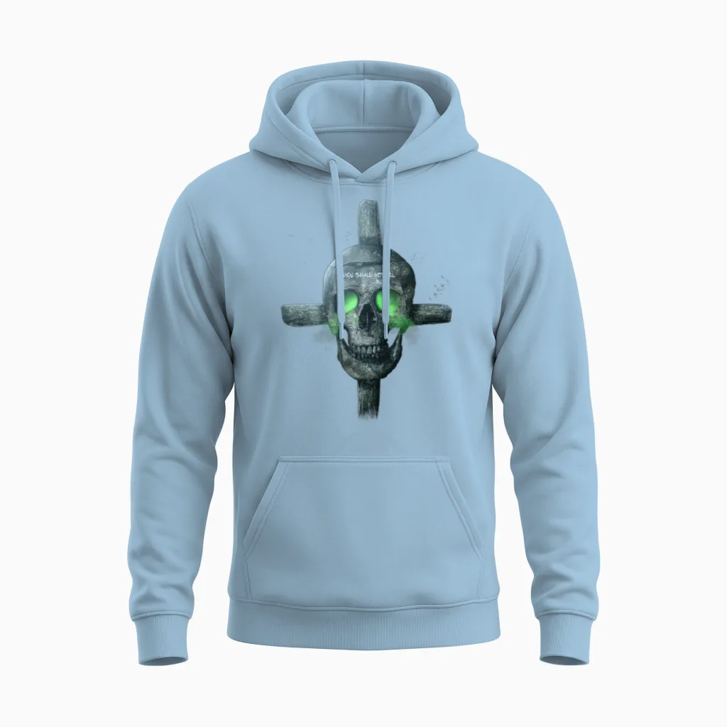 Skull Digital Art(horror Edition) Unisex Hoodie in Light Blue