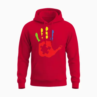 Puzzle Hand Cool Color Unisex Hoodie - Red