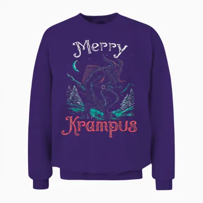 Classic Folklore Christmas Merry Krampus Festive Horror Xmas Unisex Sweatshirt - Purple