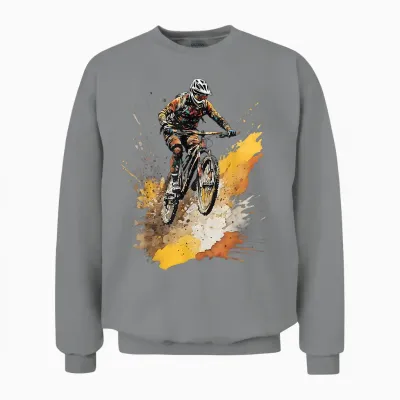 Mountain Bike Mtb Downhill Cycling E-Bike & Bicycle T-Shirt, Black Unisex Sweatshirt - Sport Grey