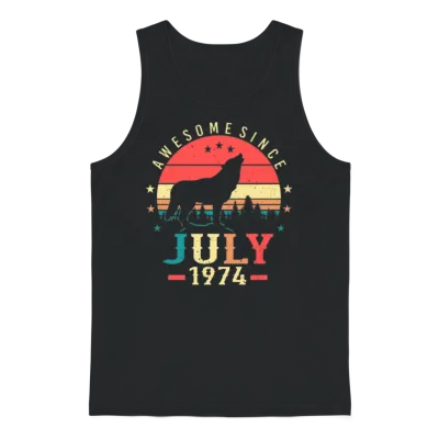 In July 1974 Retro Unisex Tank Top - Black