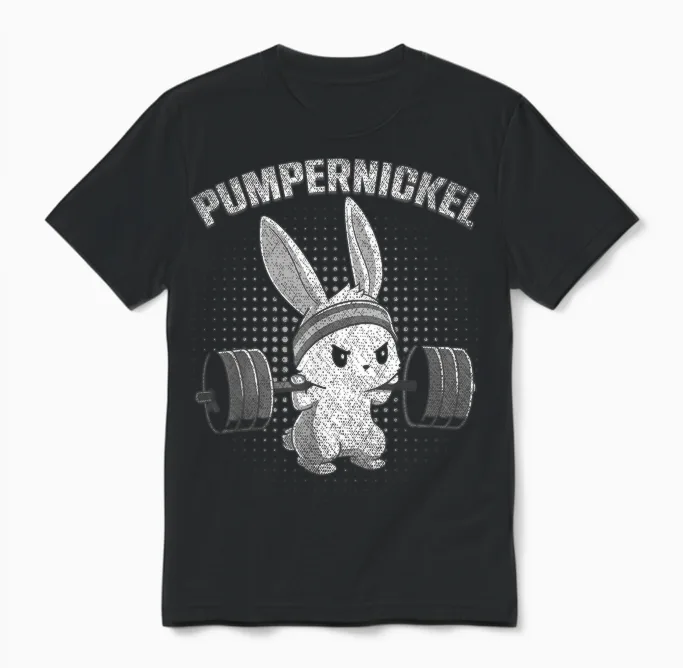 Pumpernickel Fitness Bunny Easter Bunny Gym Rabbit T-Shirt, Black Unisex T-Shirt in Black