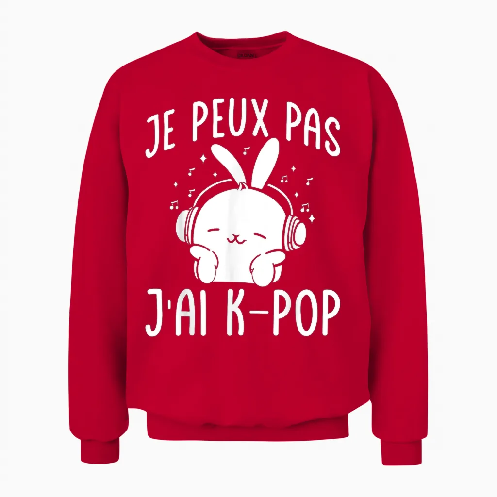Korean Je Peux Pas J'ai K-Pop Korea Musik Unisex Sweatshirt in Red