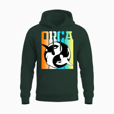 Funny Vintage Retro Orca Unisex Hoodie - Forest