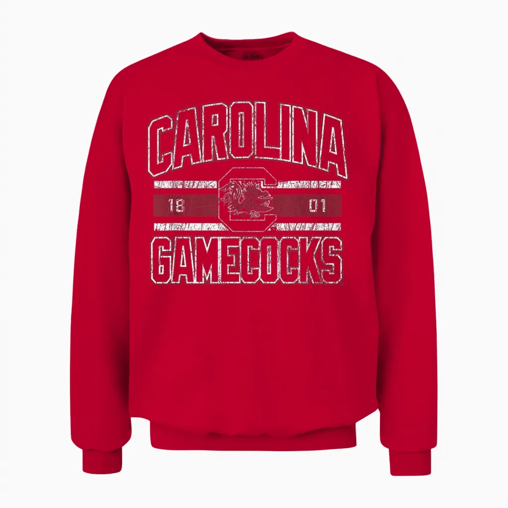 South Carolina Gamecocks Vintage Stripe Officially Licensed Unisex Sweatshirt in Red