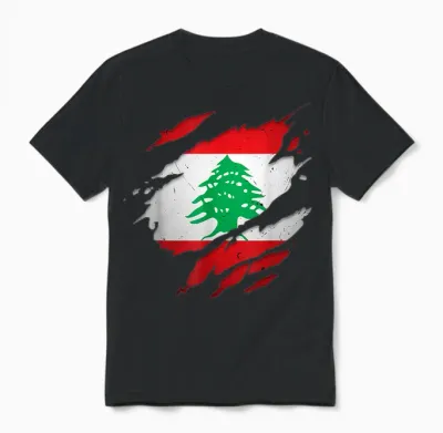 Stolze Libanesische Hemden | Zerrissene Libanon-Flagge Unisex T-Shirt - Black