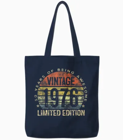 Vintage 1976 Limited Edition 50-Year-Old 50th Birthday Tote Bags - Navy